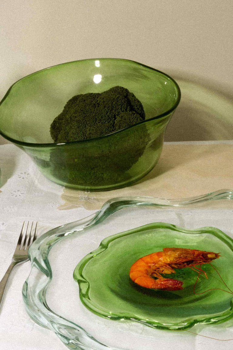 Pond - Large Recycled Glass Serving Plate in Leaf Green