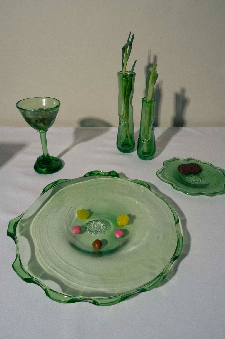 Crumple - Recycled Glass Small Crumple Vase in Leaf Green