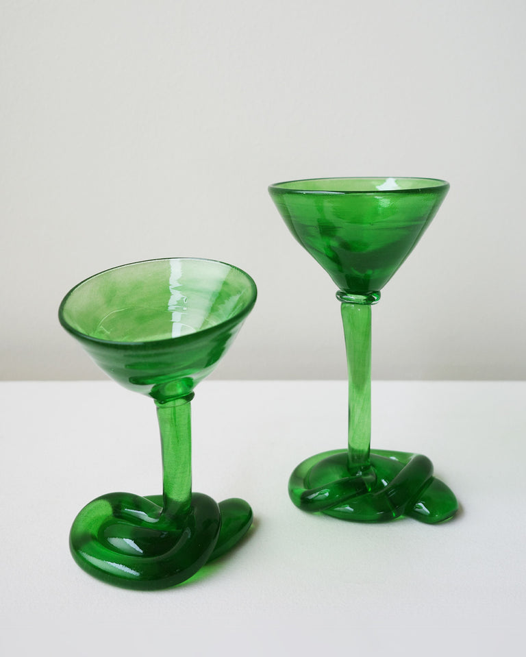 Thaw - Recycled Martini Glass in Leaf Green