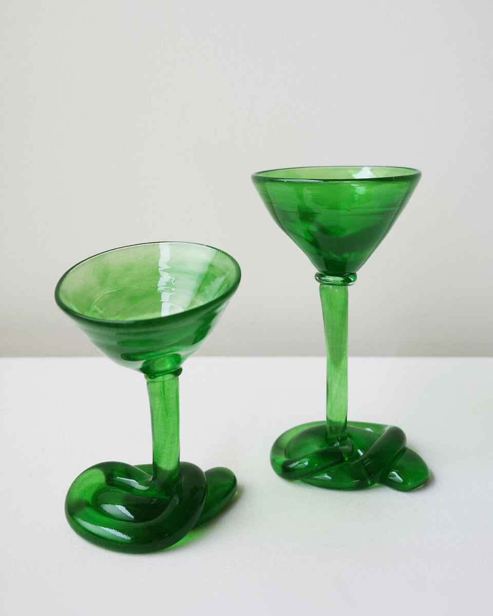 Thaw - Recycled Martini Glass in Leaf Green