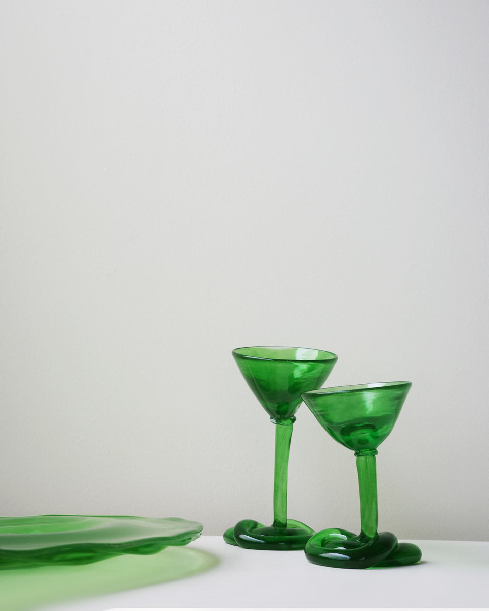 Thaw - Recycled Martini Glass in Leaf Green
