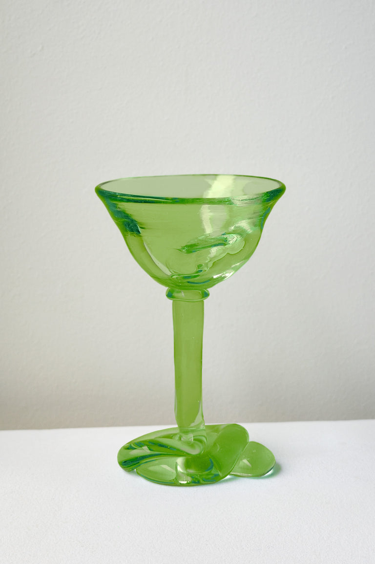 B118 - Recycled Martini Glass in Leaf Green