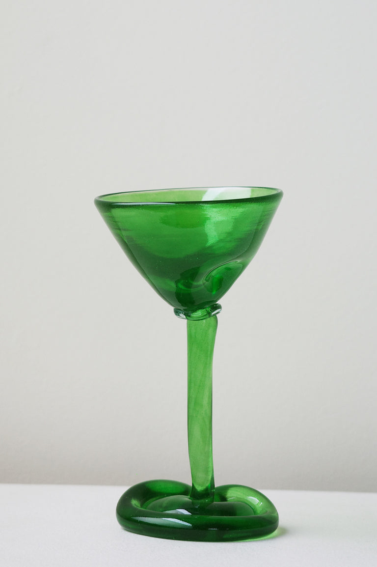 B118 - Recycled Martini Glass in Leaf Green