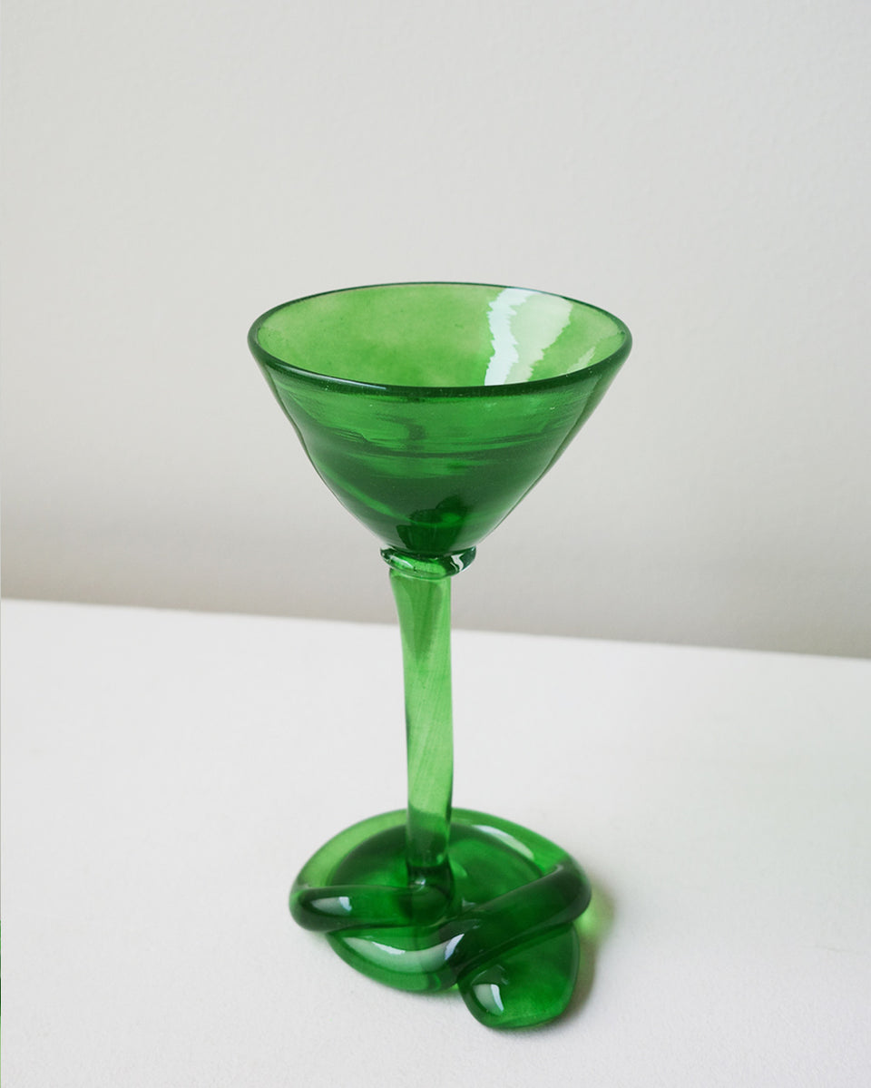 Thaw - Recycled Martini Glass in Leaf Green