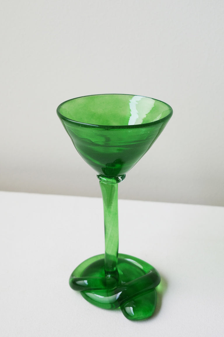 B118 - Recycled Martini Glass in Leaf Green