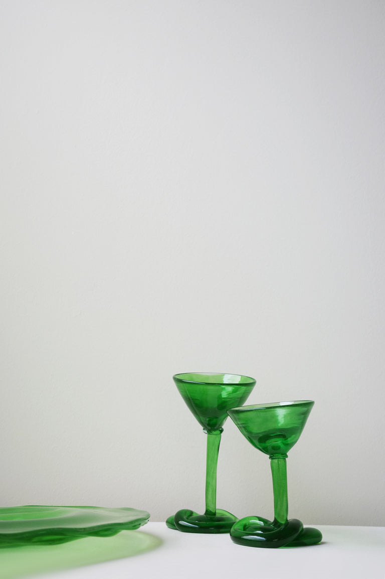 B118 - Recycled Martini Glass in Leaf Green