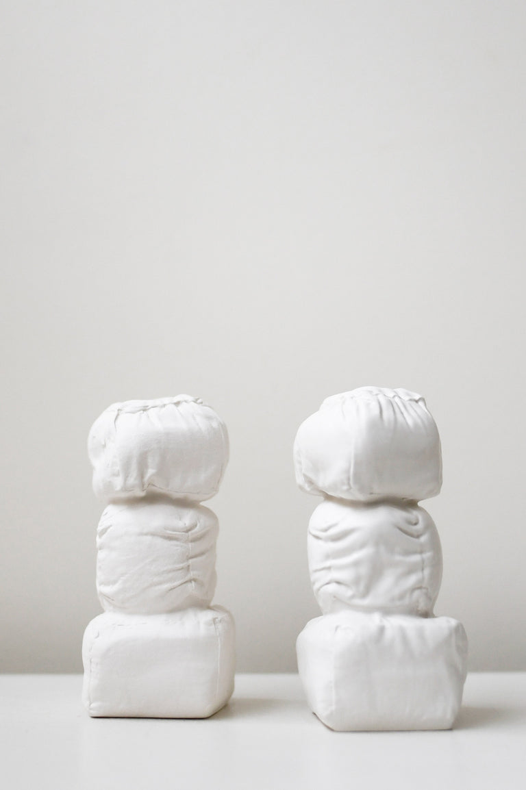 "Stuffed" - Set of 2 Candlesticks in Matte White