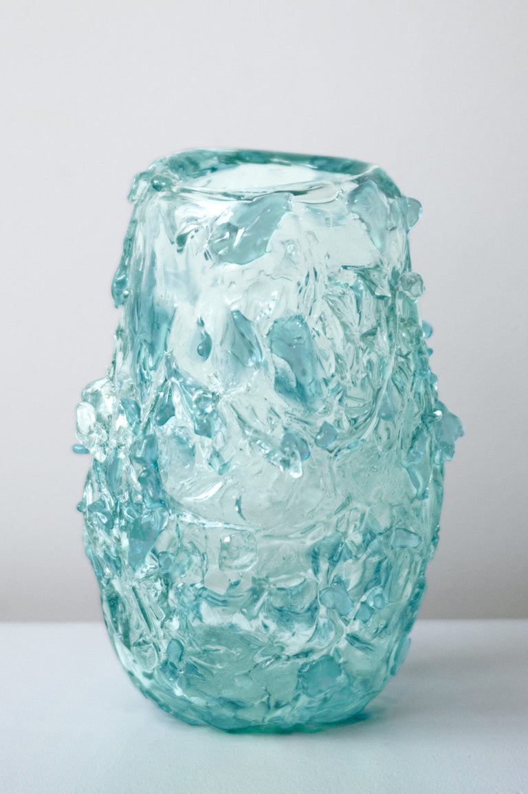 The Light Spreads Slowly - Recycled Glass Large Vase in Clear