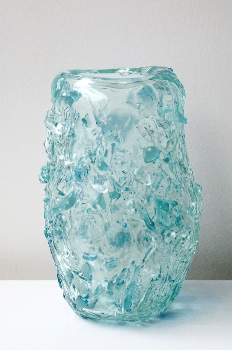 The Light Spreads Slowly - Recycled Glass Large Vase in Clear