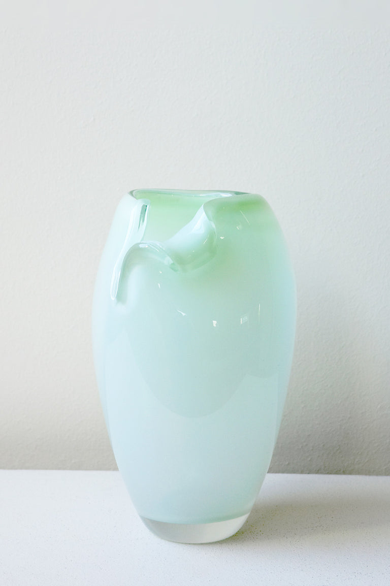 B143 - Recycled Glass Medium Vase in Mint Green