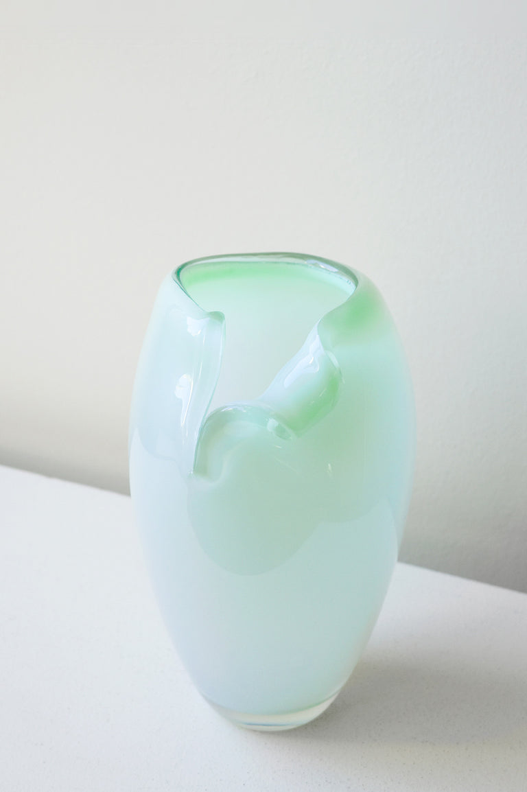 B143 - Recycled Glass Medium Vase in Mint Green