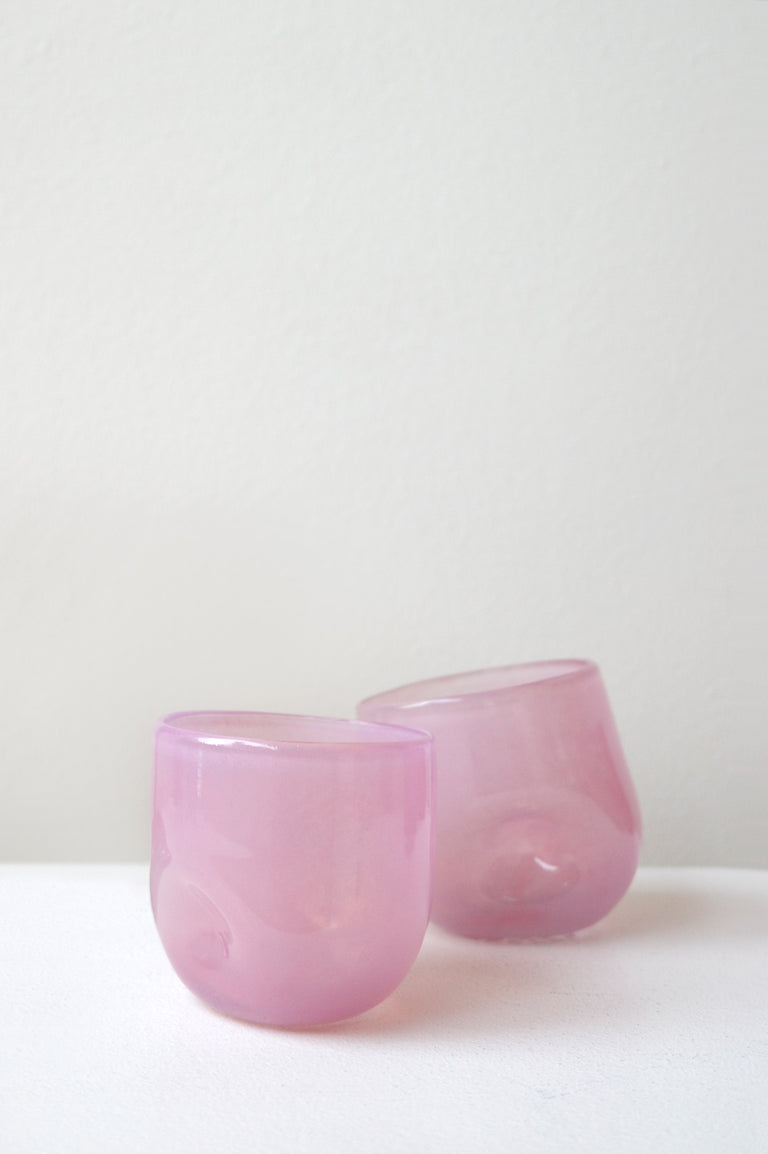Thaw - Set of 2 Recycled Glass Dimple Cup in Pink