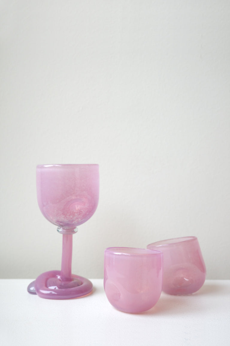 Thaw - Set of 2 Recycled Glass Dimple Cup in Pink