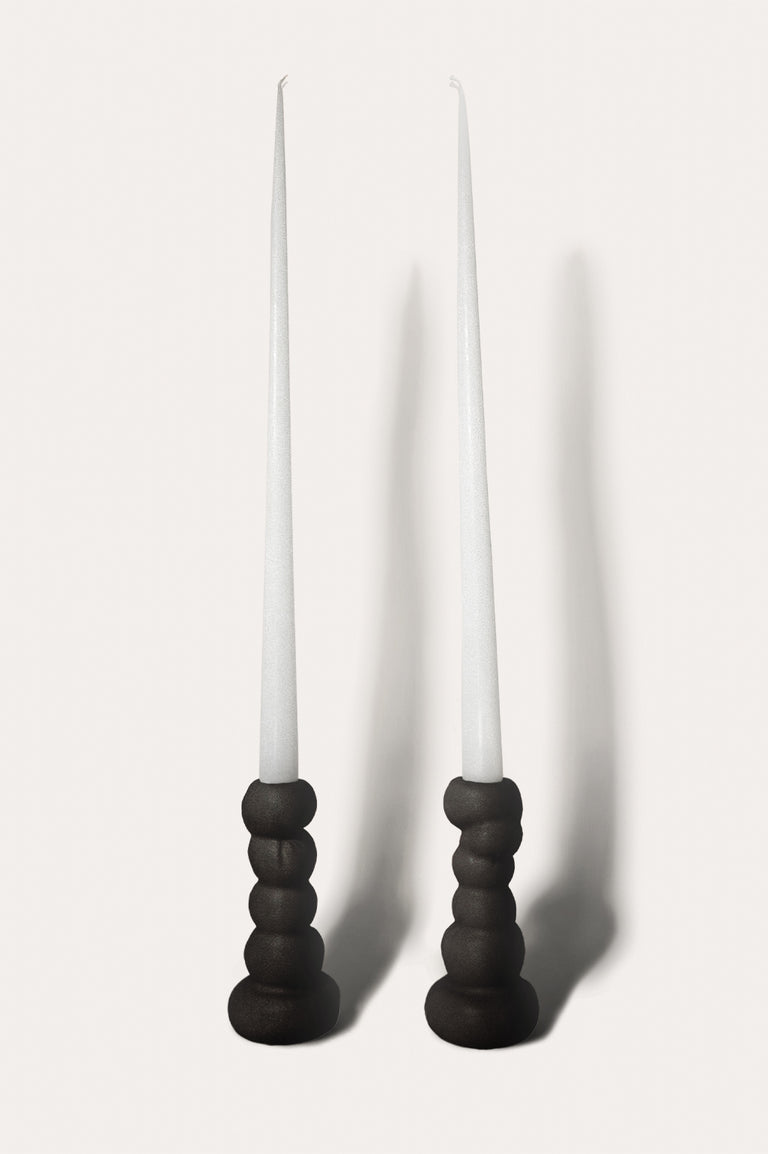 Misfits - Set of 2 Candlesticks in Matte Black