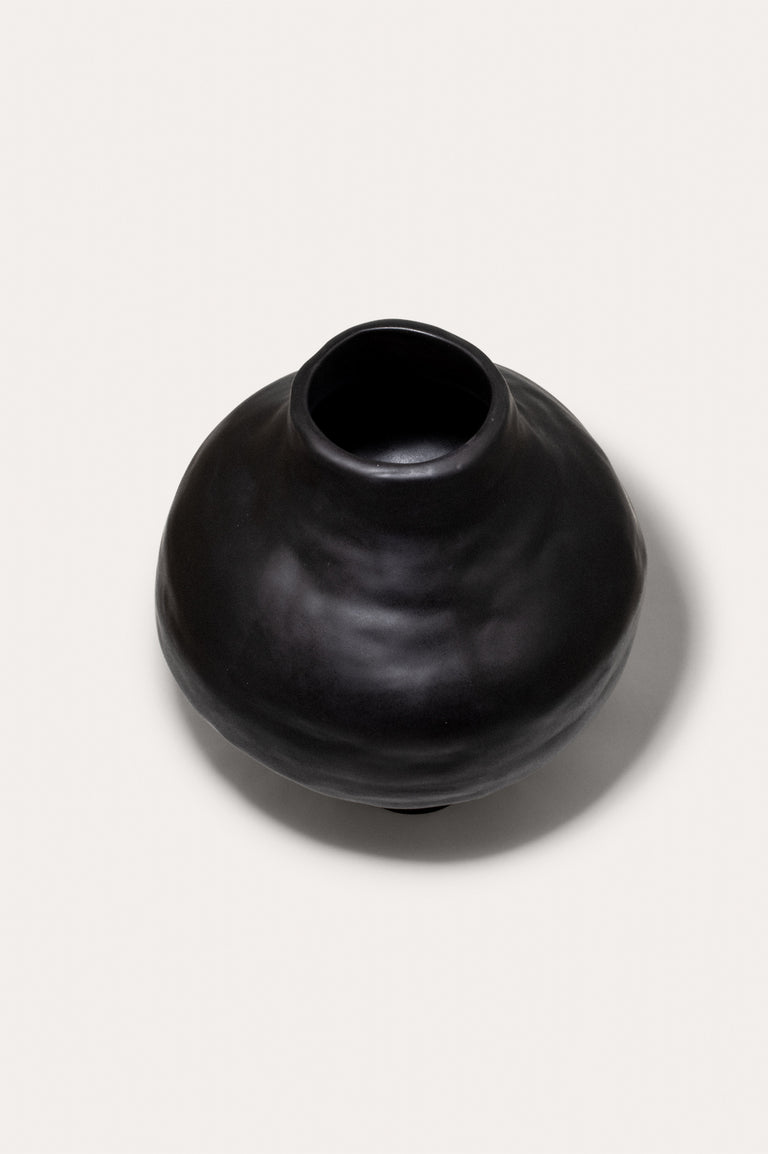 The Alphabet of a Forgotten Tongue - Medium Vessel in Matte Black