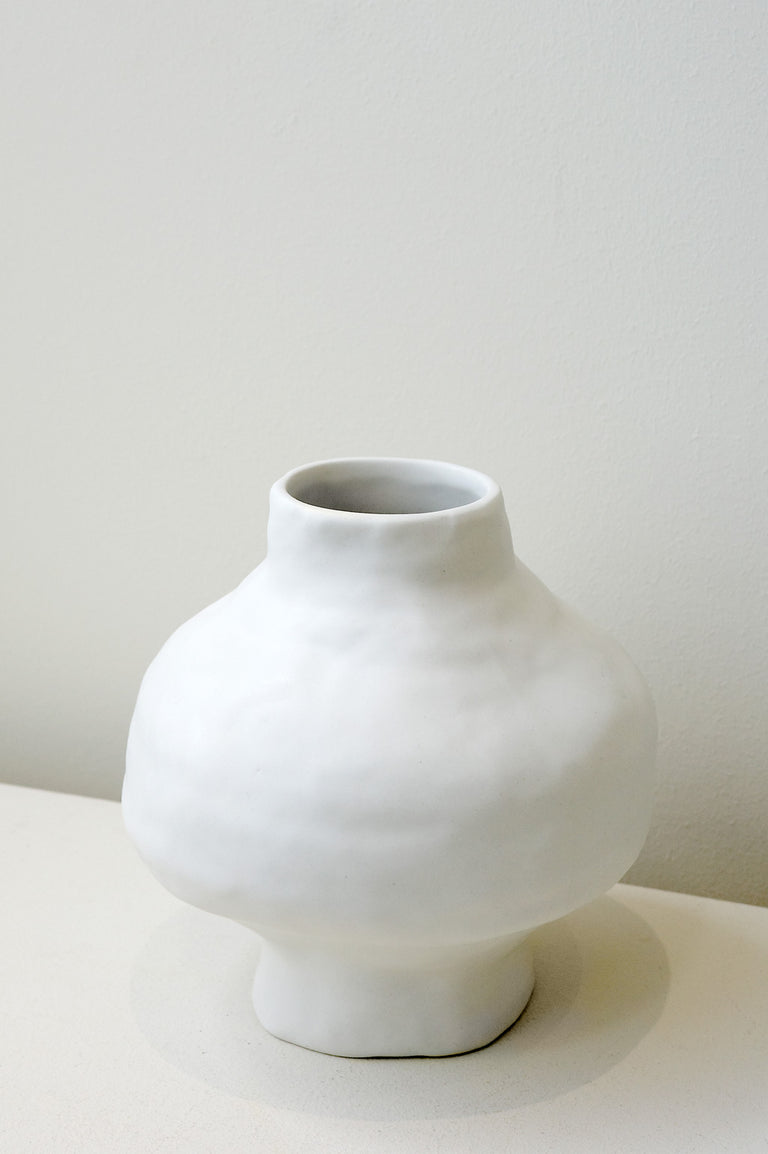 The Alphabet of a Forgotten Tongue - Medium Vessel in Matte White