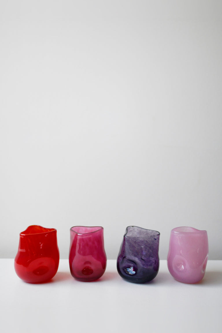 Thaw - Set of 4 Recycled Glass Tumbler in Red Magenta Purple Pink