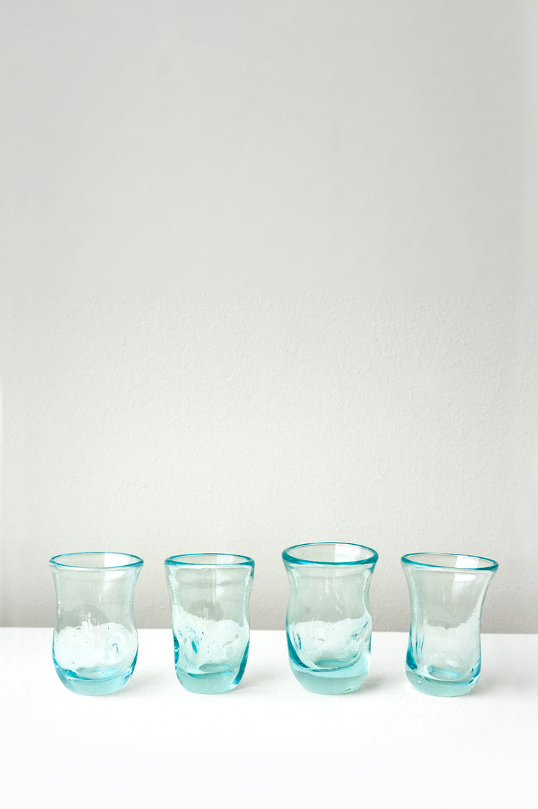 "Notsobig" Thaw - Set of 4 Recycled Tiny Glasses in Clear