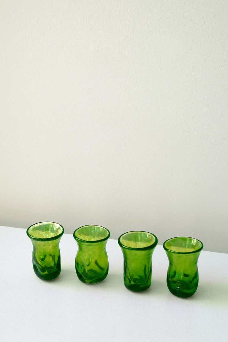 "Notsobig" Thaw - Set of 4 Recycled Tiny Glasses in Leaf Green