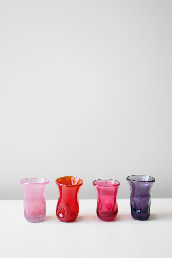"Notsobig" Thaw - Set of 4 Recycled Tiny Glasses in Magenta/Pink/Purple/Red