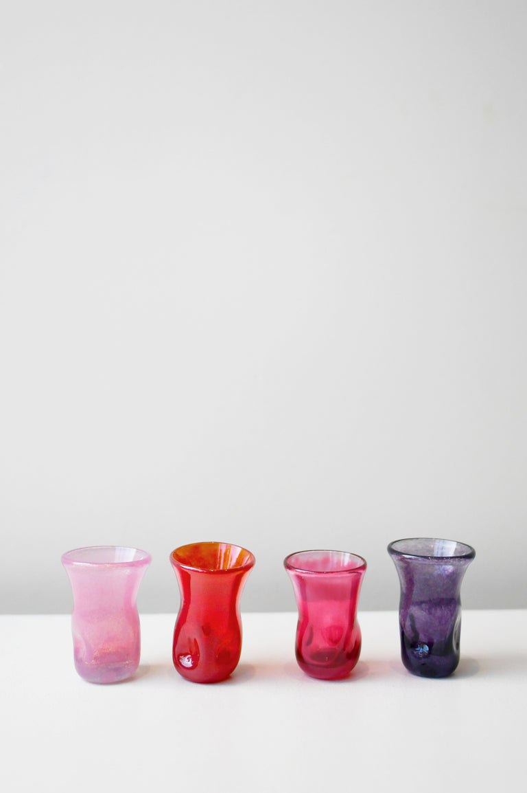 "Notsobig" Thaw - Set of 4 Recycled Tiny Glasses in Magenta/Pink/Purple/Red