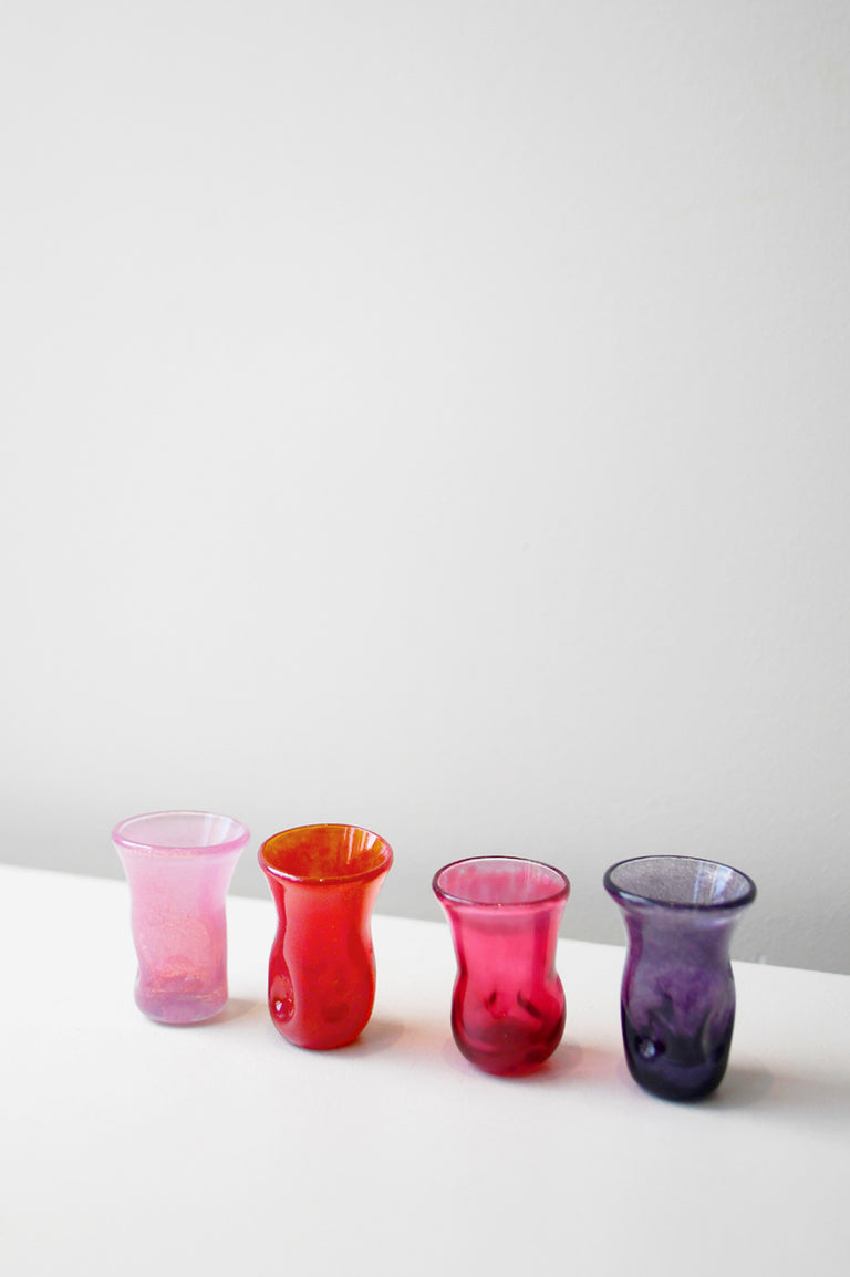 "Notsobig" Thaw - Set of 4 Recycled Tiny Glasses in Magenta/Pink/Purple/Red