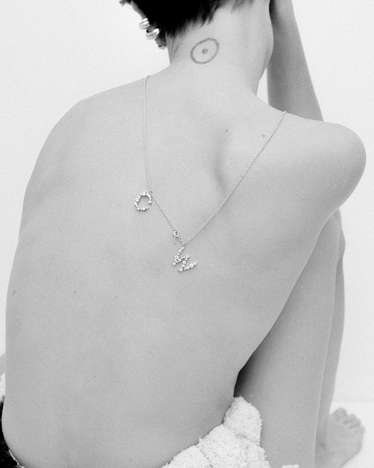 Glitchy A - Cubic Zirconia and Rhodium Plated Pendant