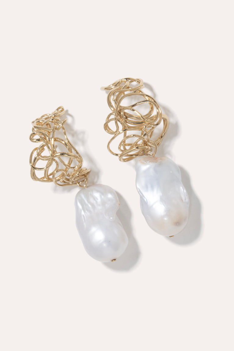 The Myth Maker's Myth - Baroque Pearl and Gold Vermeil Earrings