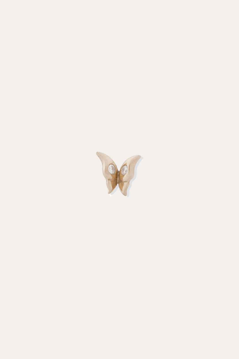 Dystopian Butterfly stud - 18 Carat Yellow Gold and Diamond Single Earring