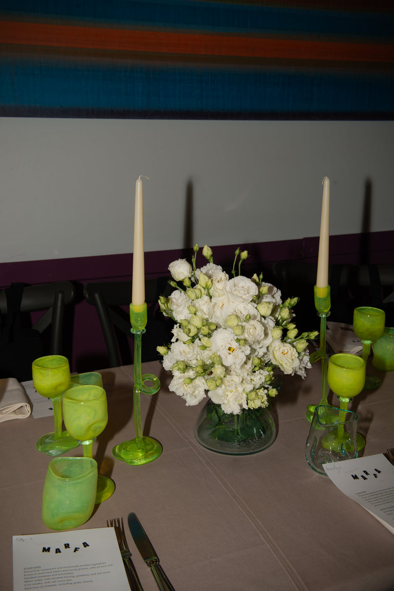 Thaw - Recycled Glass Candlestick in Acid Green