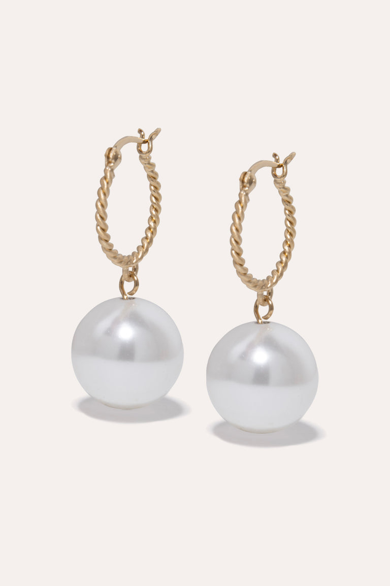 Granny Smith -  Shell Pearl and Recycled Gold Vermeil Earrings