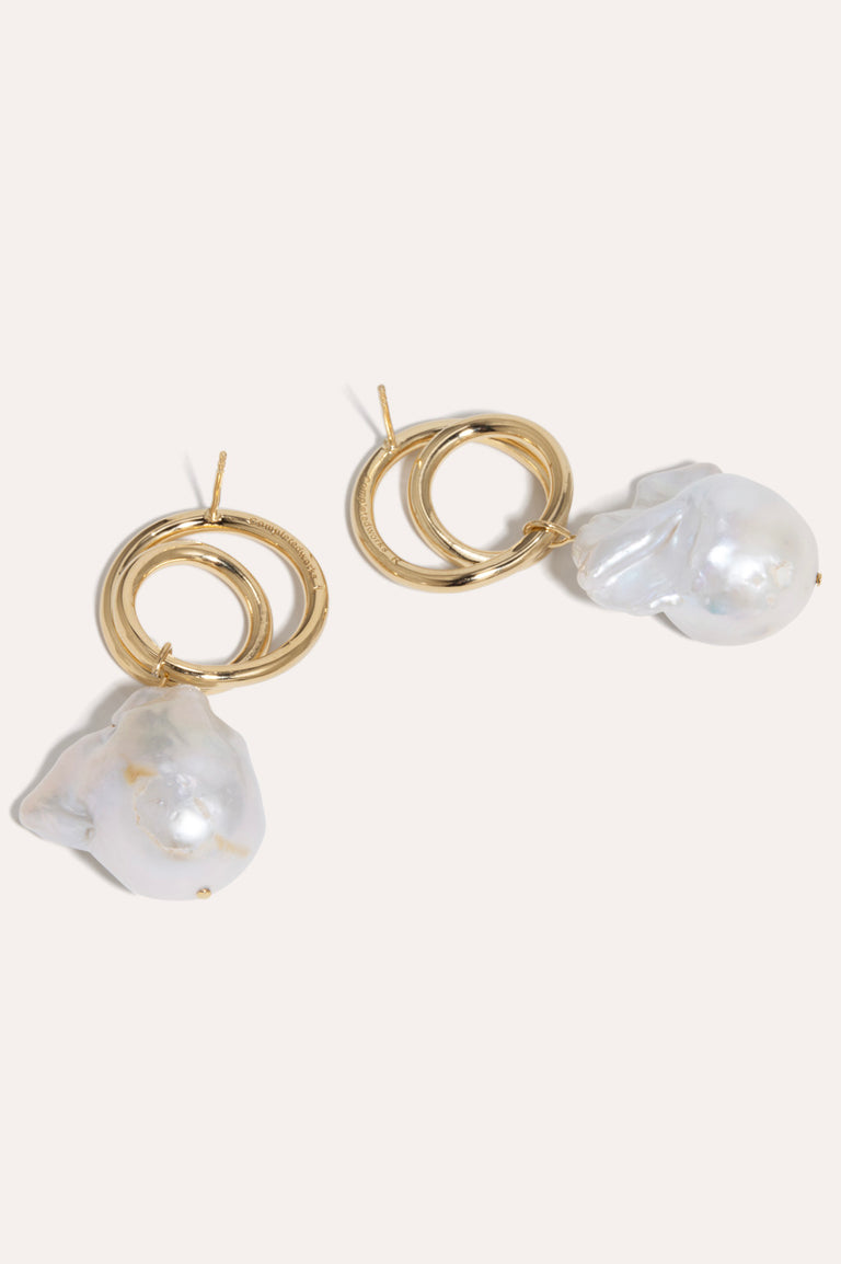Coiling -  Baroque Pearl and Gold Vermeil Earrings