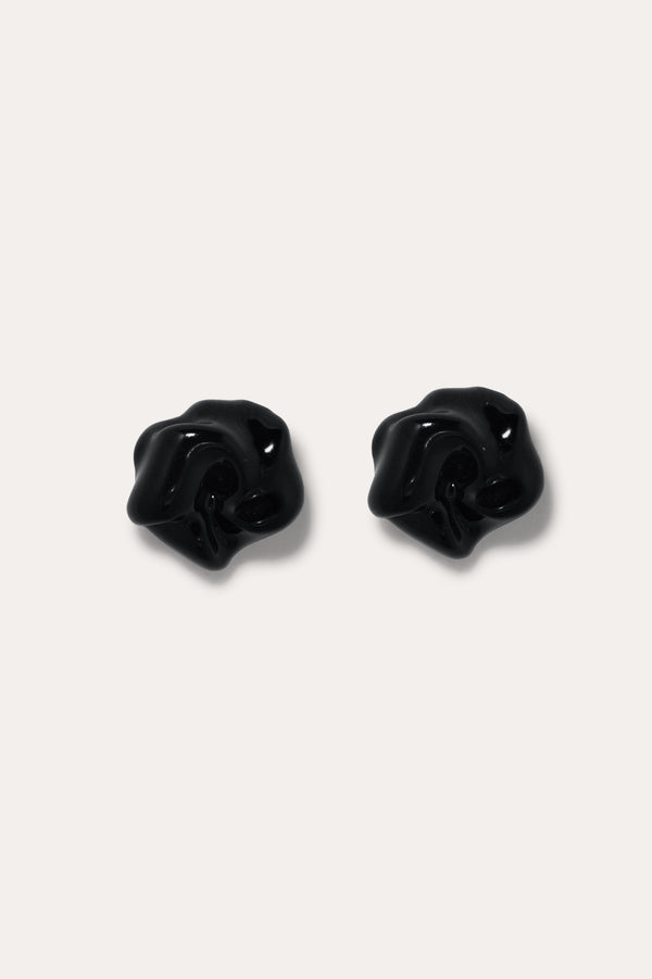 The Depths of Time - Black Enamel and Recycled Silver Earrings