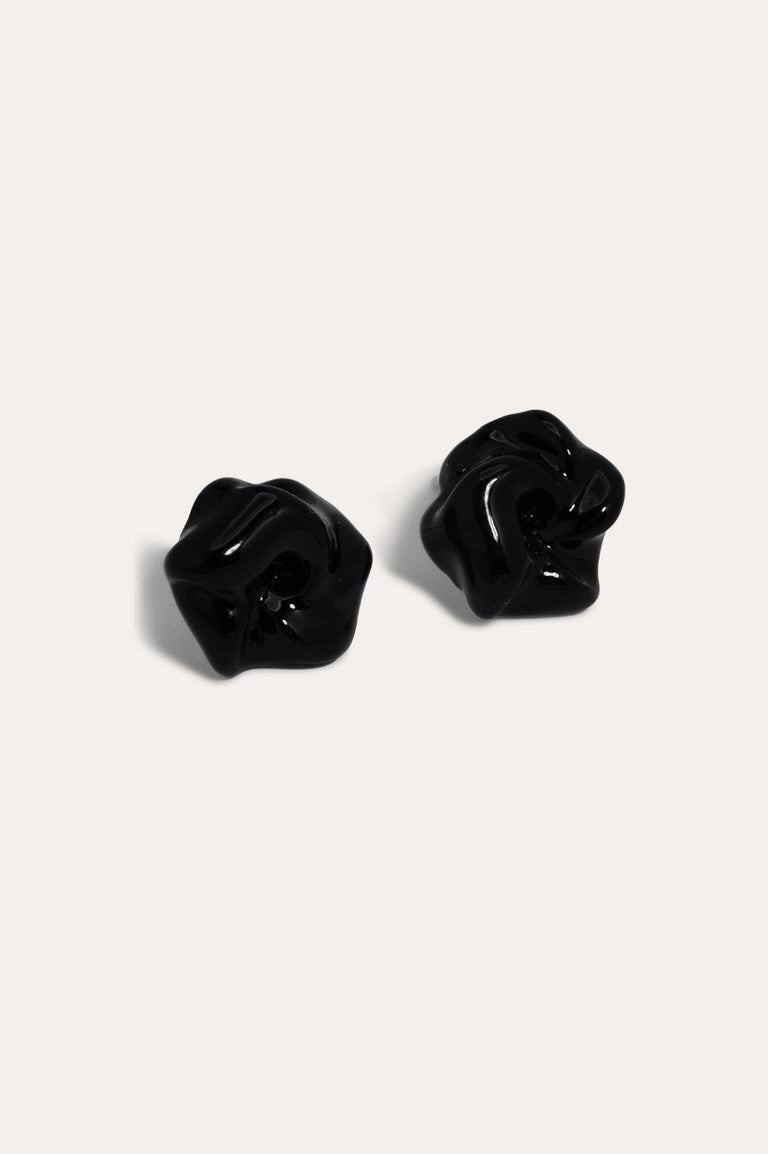 The Depths of Time - Black Enamel and Recycled Silver Earrings