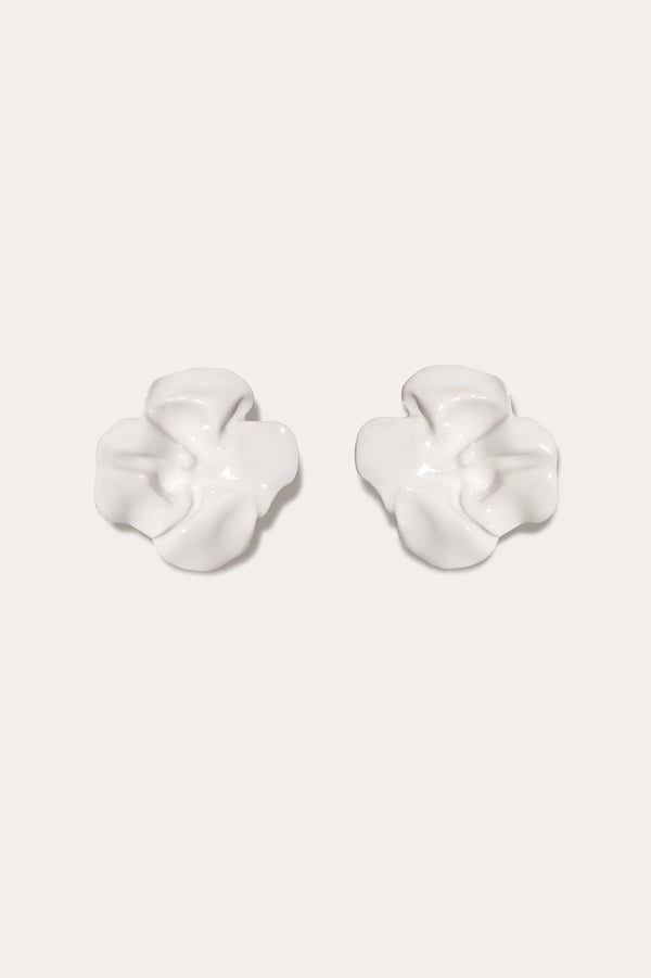 Meringue - White Enamel and Recycled Silver Earrings