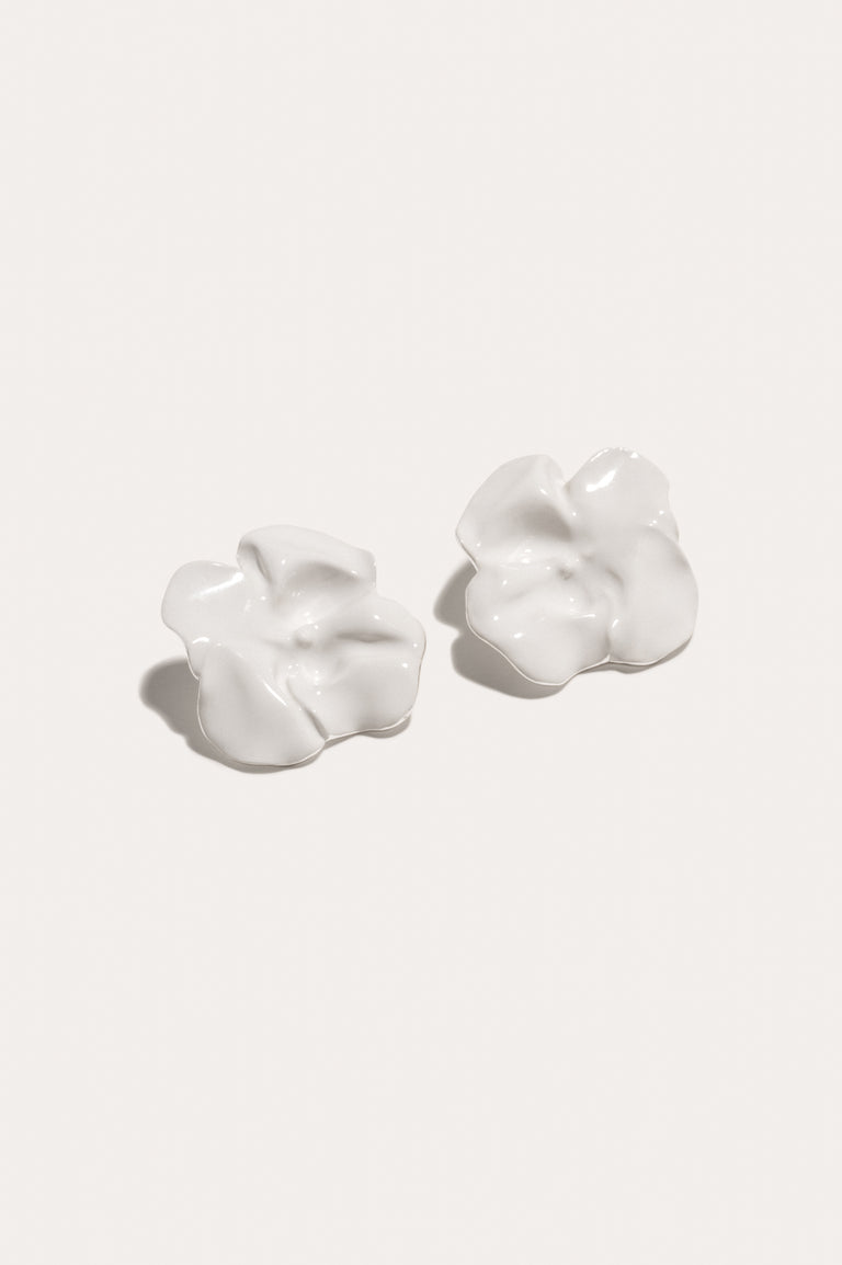 Meringue - White Enamel and Recycled Silver Earrings