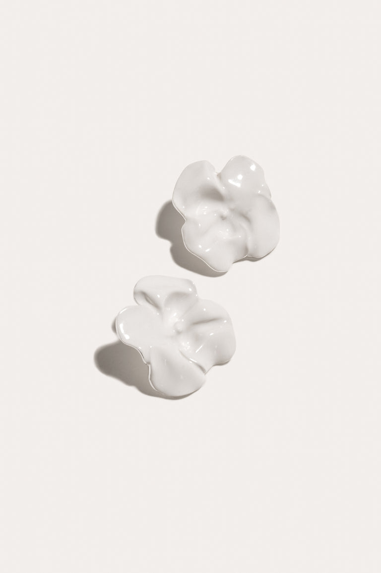 Meringue - White Enamel and Recycled Silver Earrings