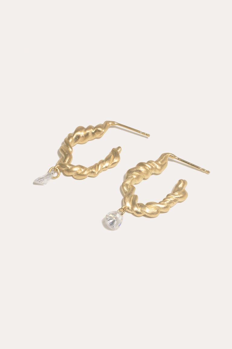 Time is Not an Illusion - Zirconia and Recycled Gold Vermeil Earrings