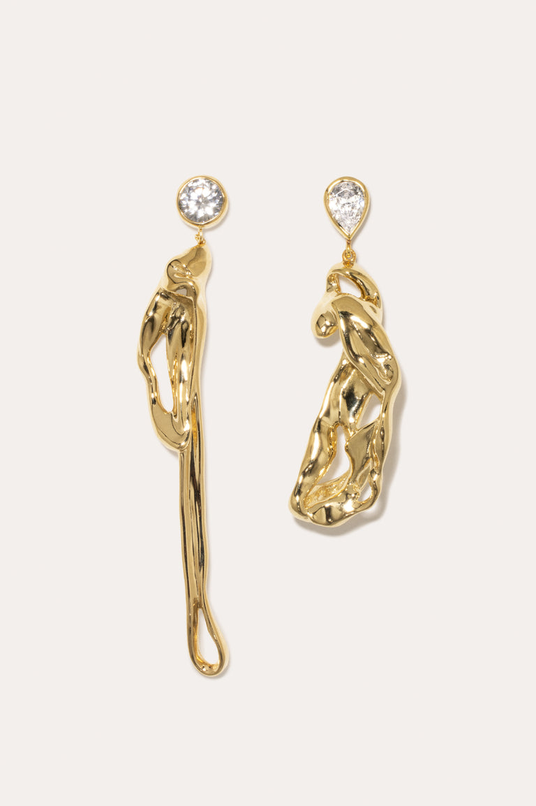 Dreams of Mercury - Zirconia and Recycled Gold Vermeil Earrings