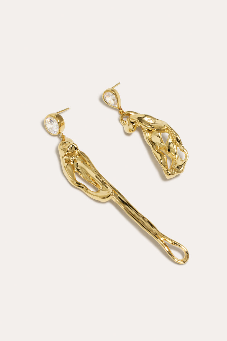 Dreams of Mercury - Zirconia and Recycled Gold Vermeil Earrings