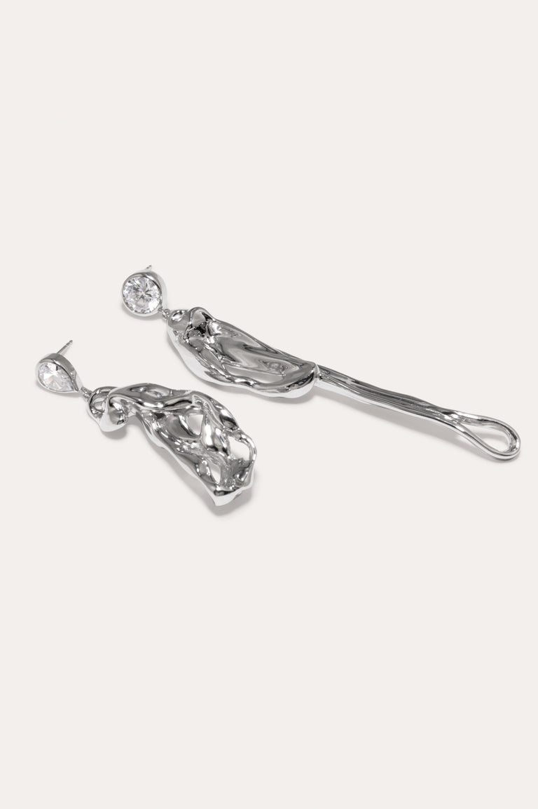 Dreams of Mercury - Zirconia and Recycled Silver Earrings