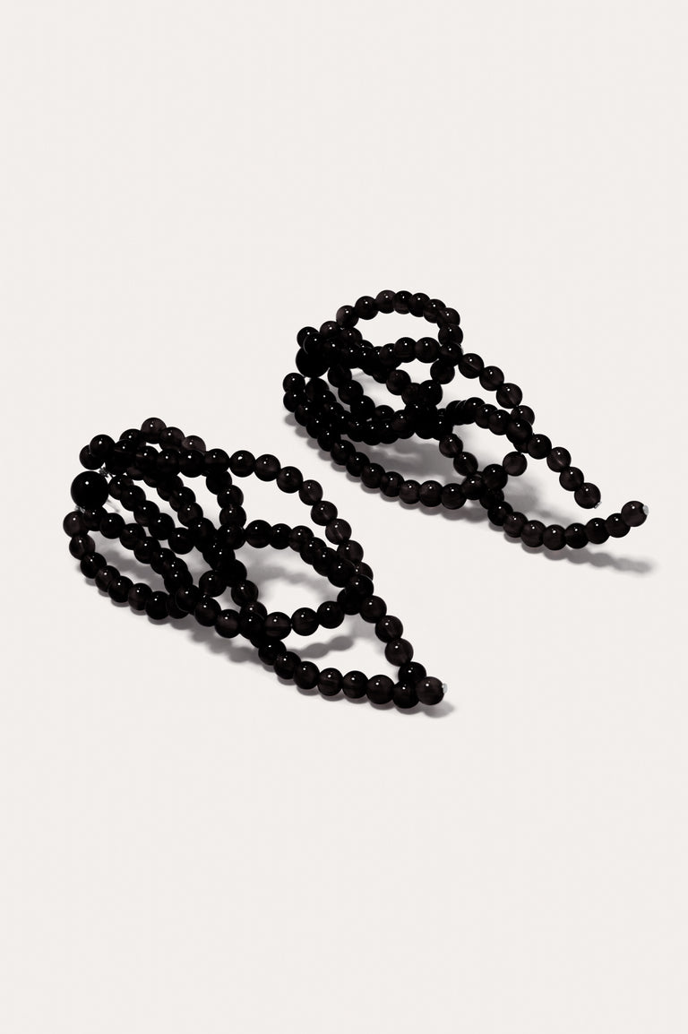 What a Tangled Web We Weave - Black Onyx and Recycled Silver Earrings