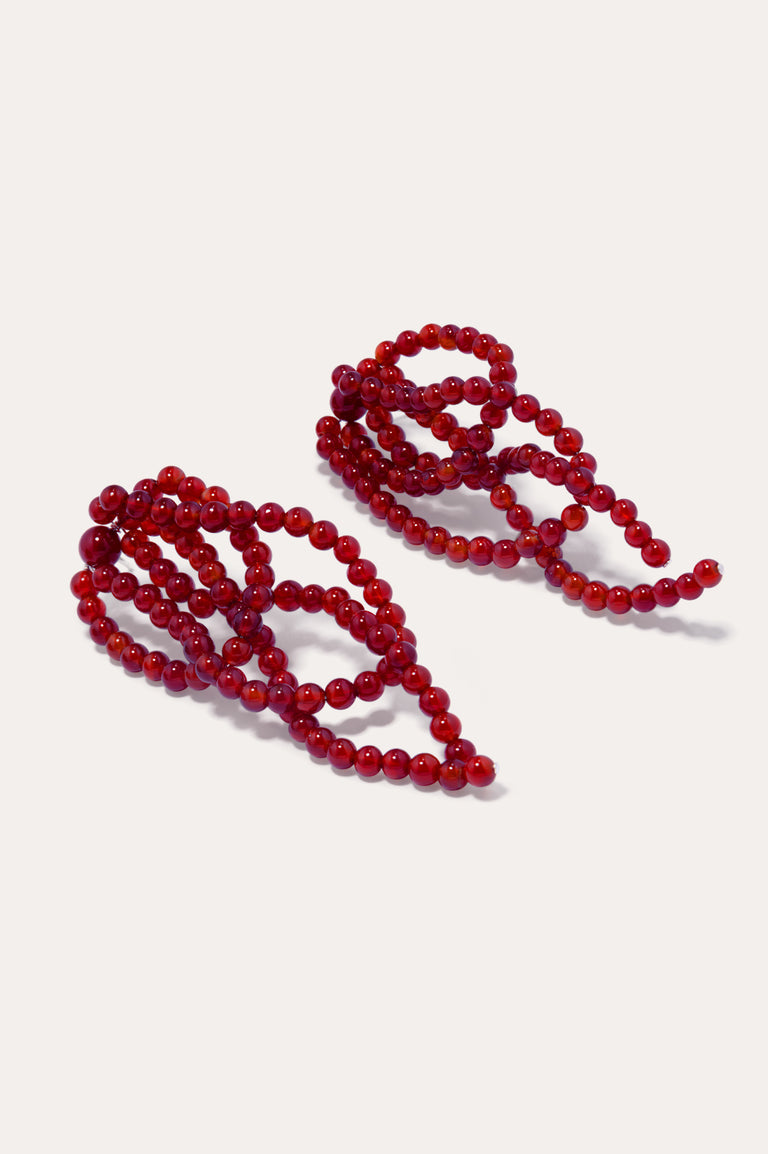 What a Tangled Web We Weave - Red Lace Agate and Recycled Silver Earrings