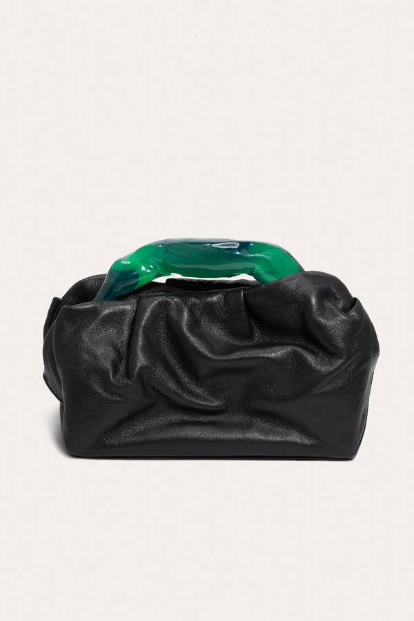 The Lunchbox - Green Resin and Black Leather Clutch Bag