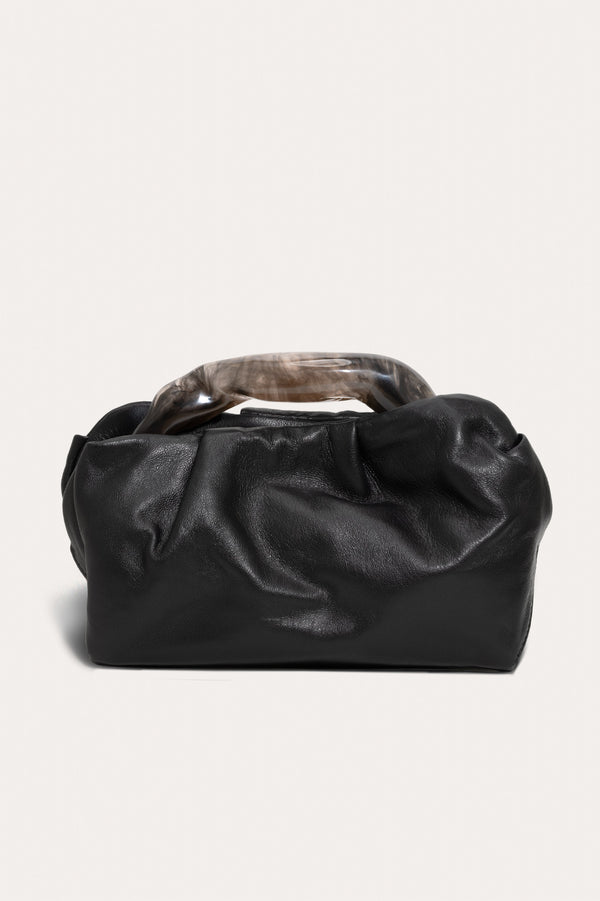 The Lunchbox - Smoky Quartz Resin and Black Leather Clutch Bag