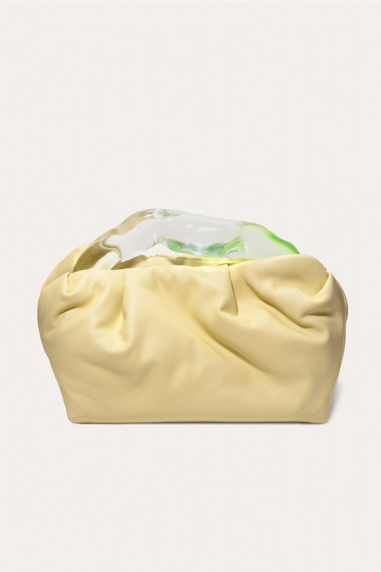 The Lunchbox - Lime Resin and Yellow Leather Clutch Bag