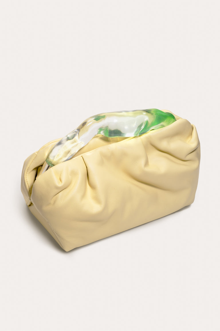 The Lunchbox - Lime Resin and Yellow Leather Clutch Bag