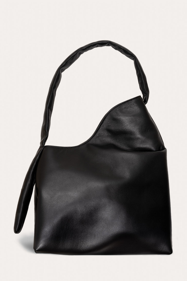 Pleating - Black Deadstock Leather Shoulder Bag