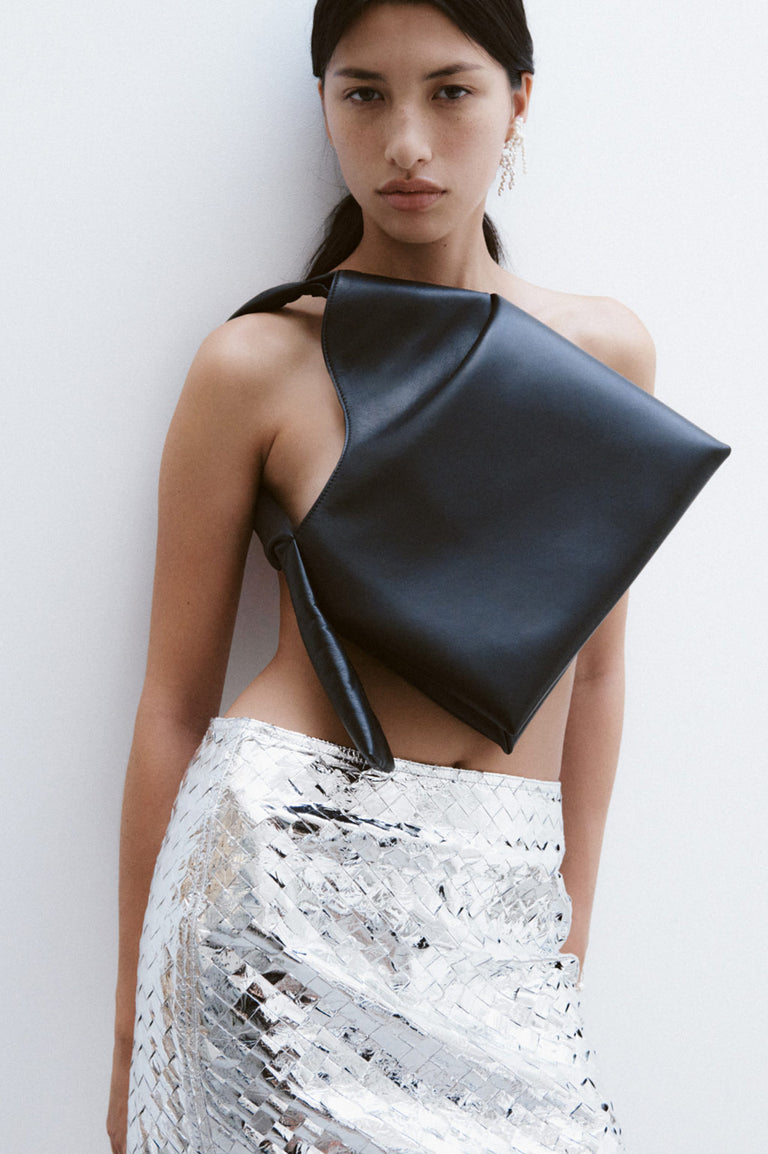 The Tuck - Black Deadstock Leather Shoulder Bag