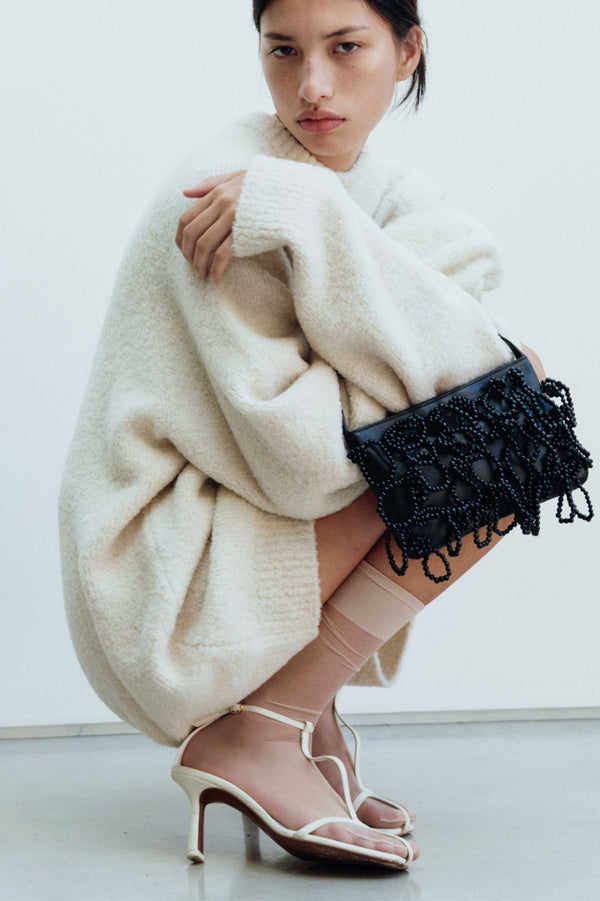 The Pearly Pearl - Pearl and Black Leather Handbag